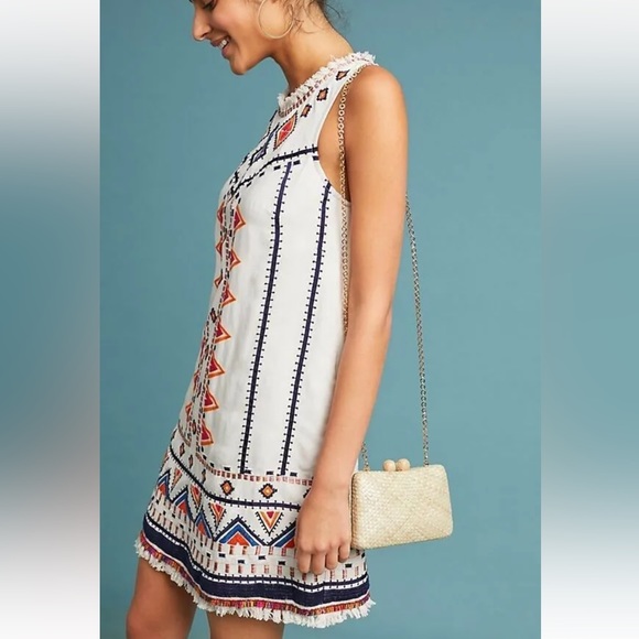 Anthropologie Akemi + Kin Reagan Embroidered Shift Dress Size 4 (S )MSRP $228 - Picture 2 of 10